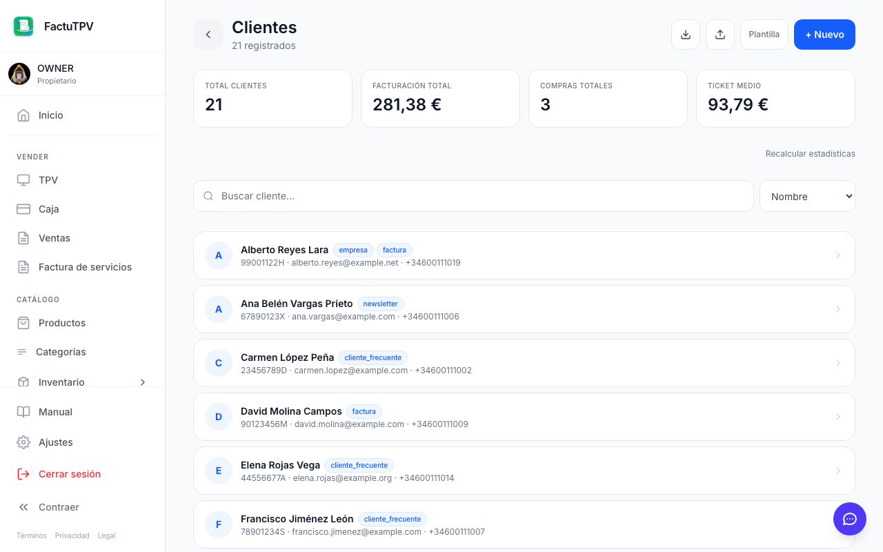 Base de datos de clientes
