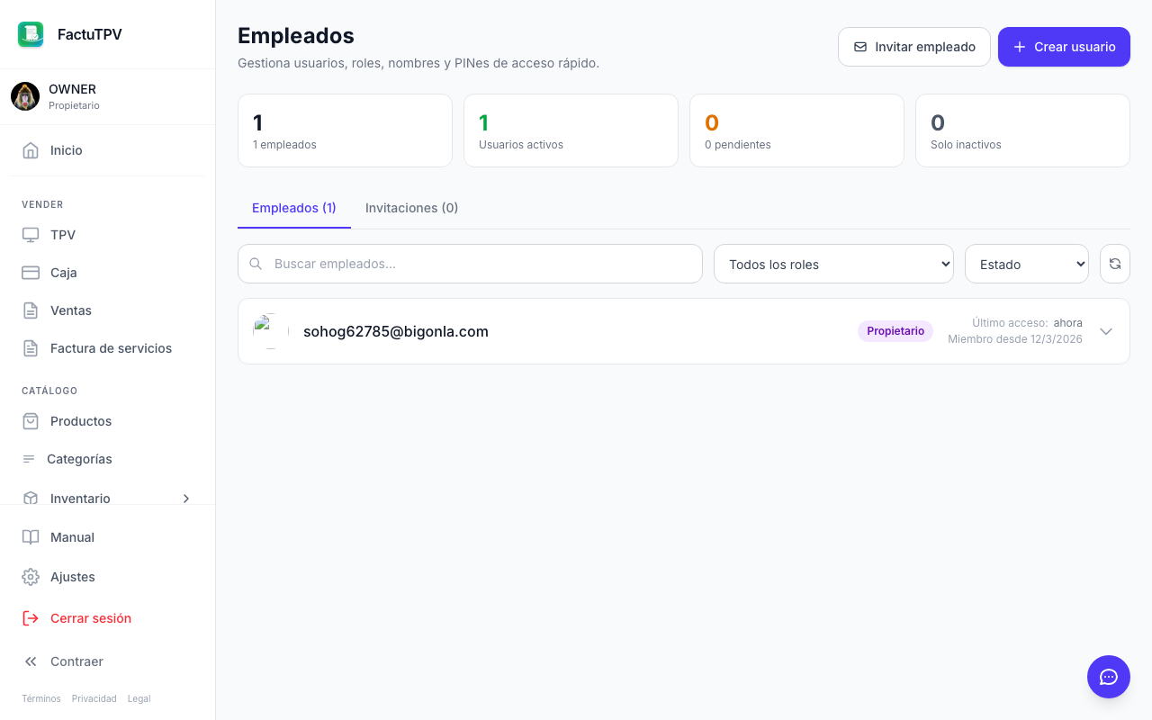 Panel de gestión de usuarios