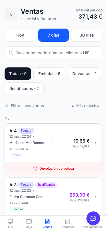 Ventas en móvil