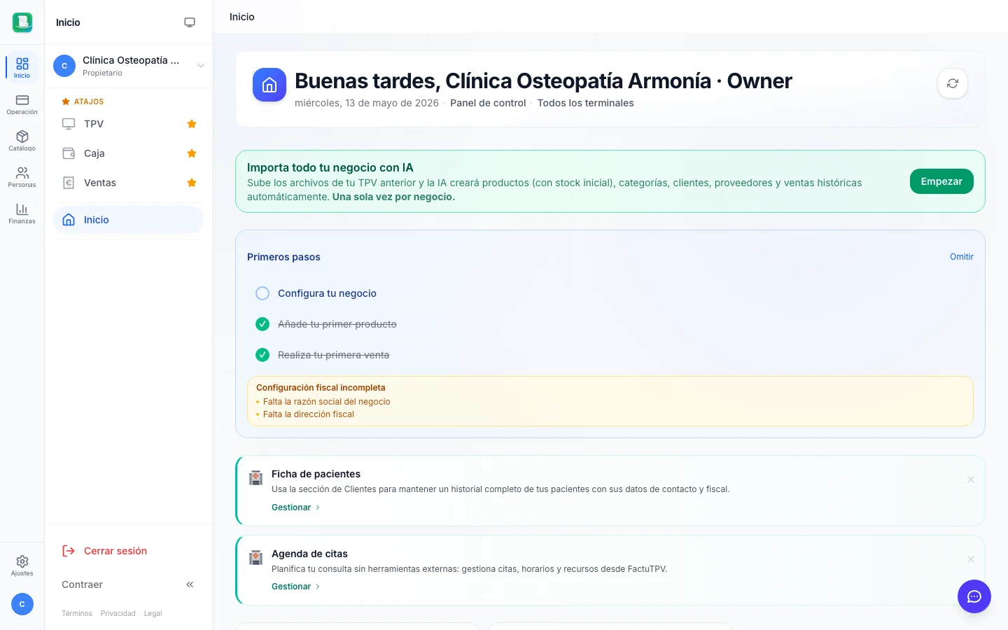 Informes y analítica para clínicas de osteopatía en FactuTPV