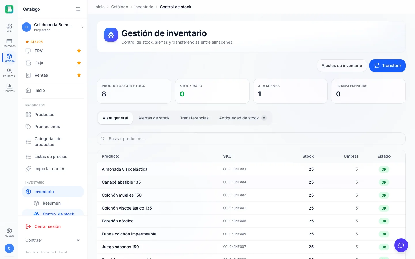 Gestión de stock para colchonerías en FactuTPV