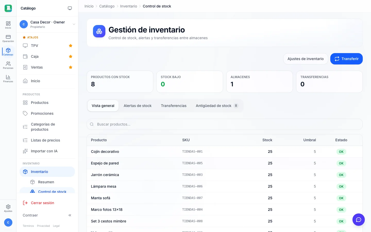 Gestión de stock para tiendas de decoración en FactuTPV