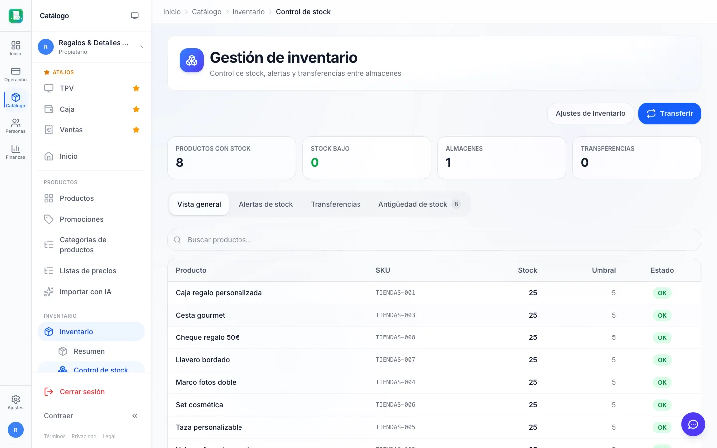 Gestión de stock para tiendas de regalos en FactuTPV