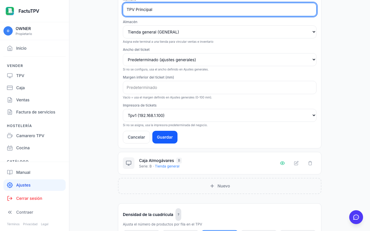 Configuración de impresoras térmicas en FactuTPV
