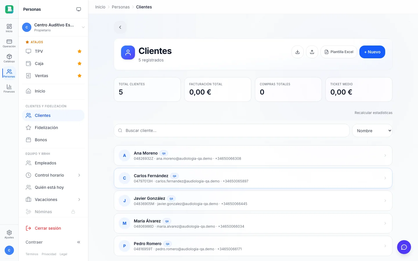 Clientes (CRM) para centros de audiología en FactuTPV