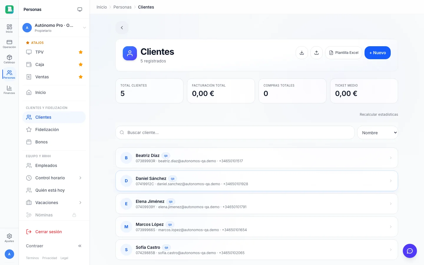 Clientes (CRM) para autónomos en FactuTPV