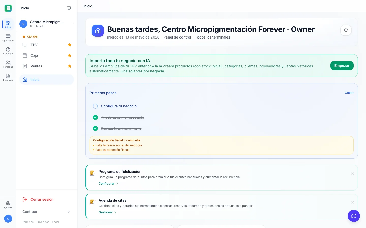 Informes y analítica para centros de micropigmentación en FactuTPV