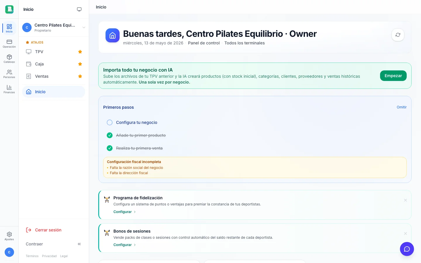 Informes y analítica para centros de pilates en FactuTPV