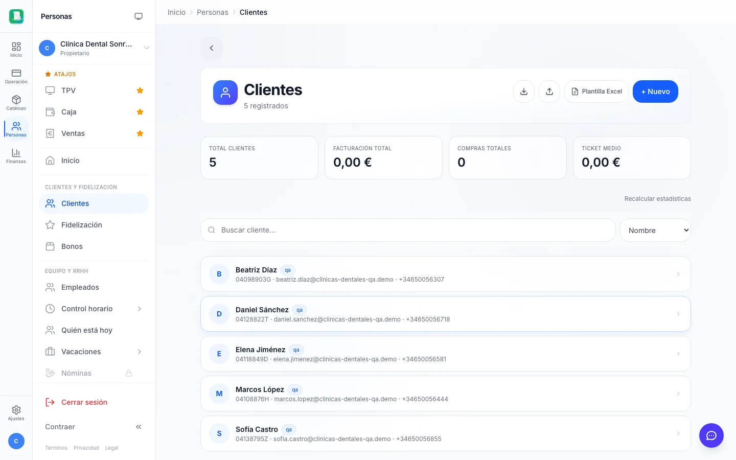 Clientes (CRM) para clínicas dentales en FactuTPV