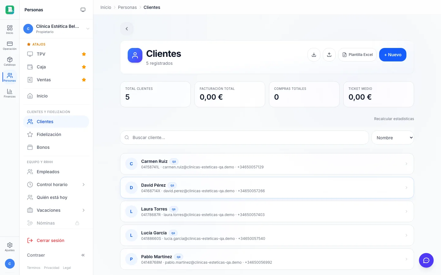 Clientes (CRM) para clínicas estéticas en FactuTPV
