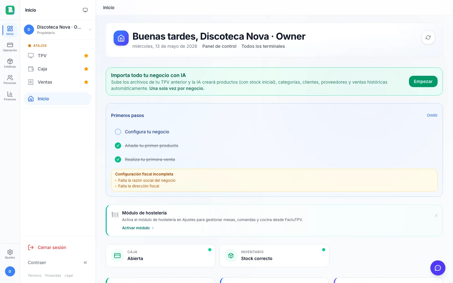 Usuarios y permisos para discotecas en FactuTPV
