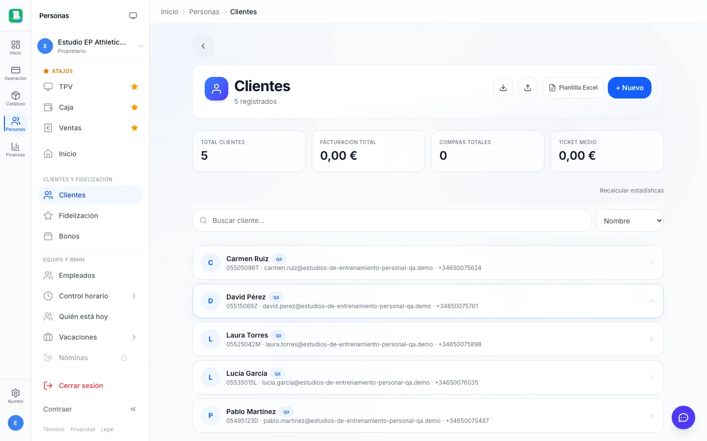 Clientes (CRM) para estudios de entrenamiento personal en FactuTPV