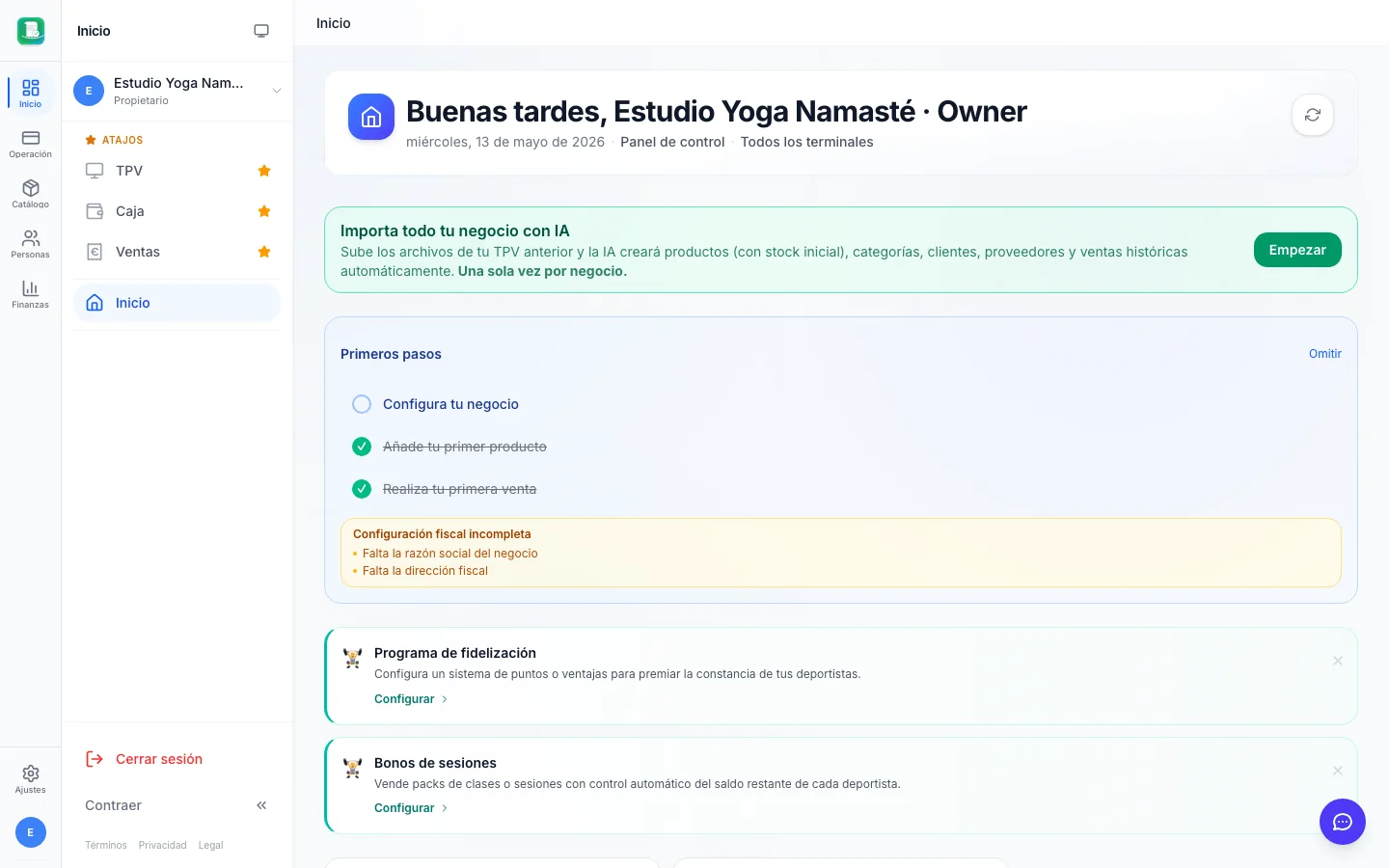 Informes y analítica para estudios de yoga en FactuTPV