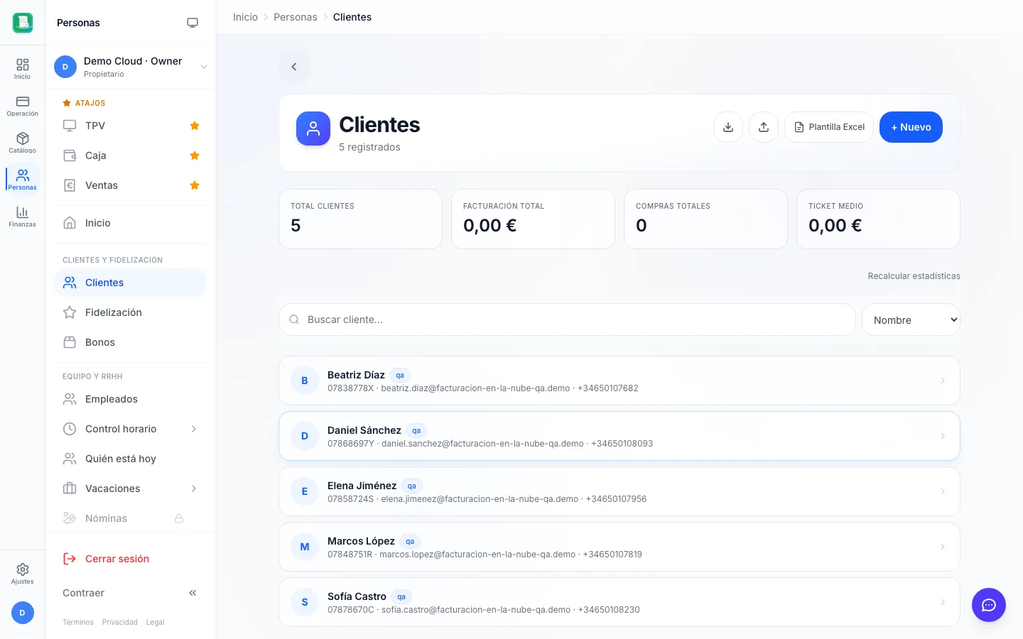 Clientes (CRM) para negocios en la nube en FactuTPV
