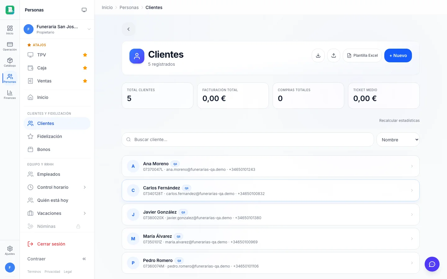Clientes (CRM) para funerarias en FactuTPV