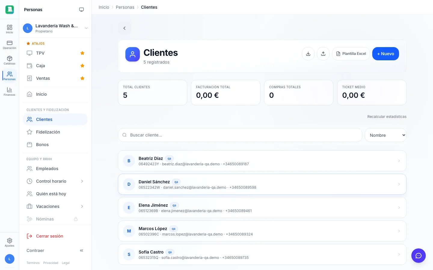 Clientes (CRM) para lavanderías en FactuTPV