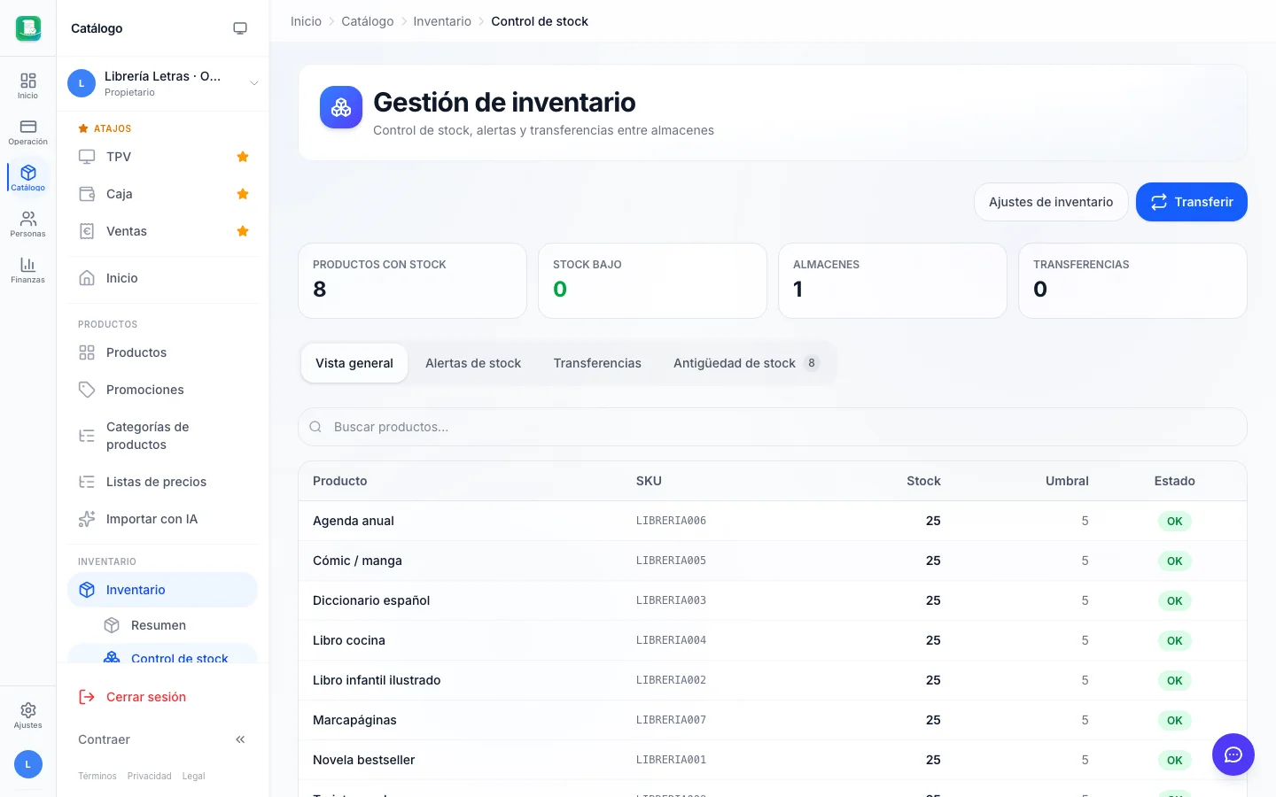 Gestión de stock para librerías en FactuTPV