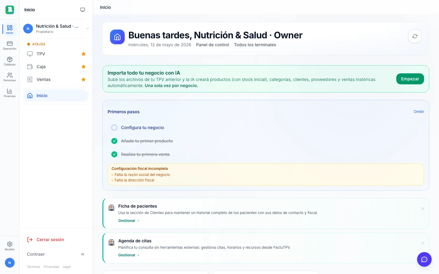 Informes y analítica para nutricionistas en FactuTPV