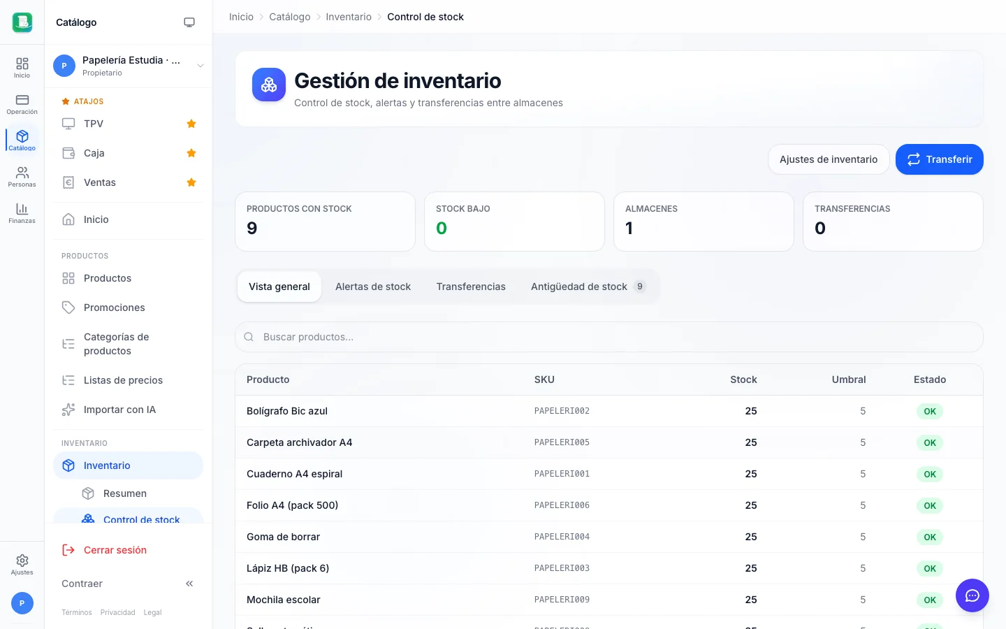 Gestión de stock para papelerías en FactuTPV