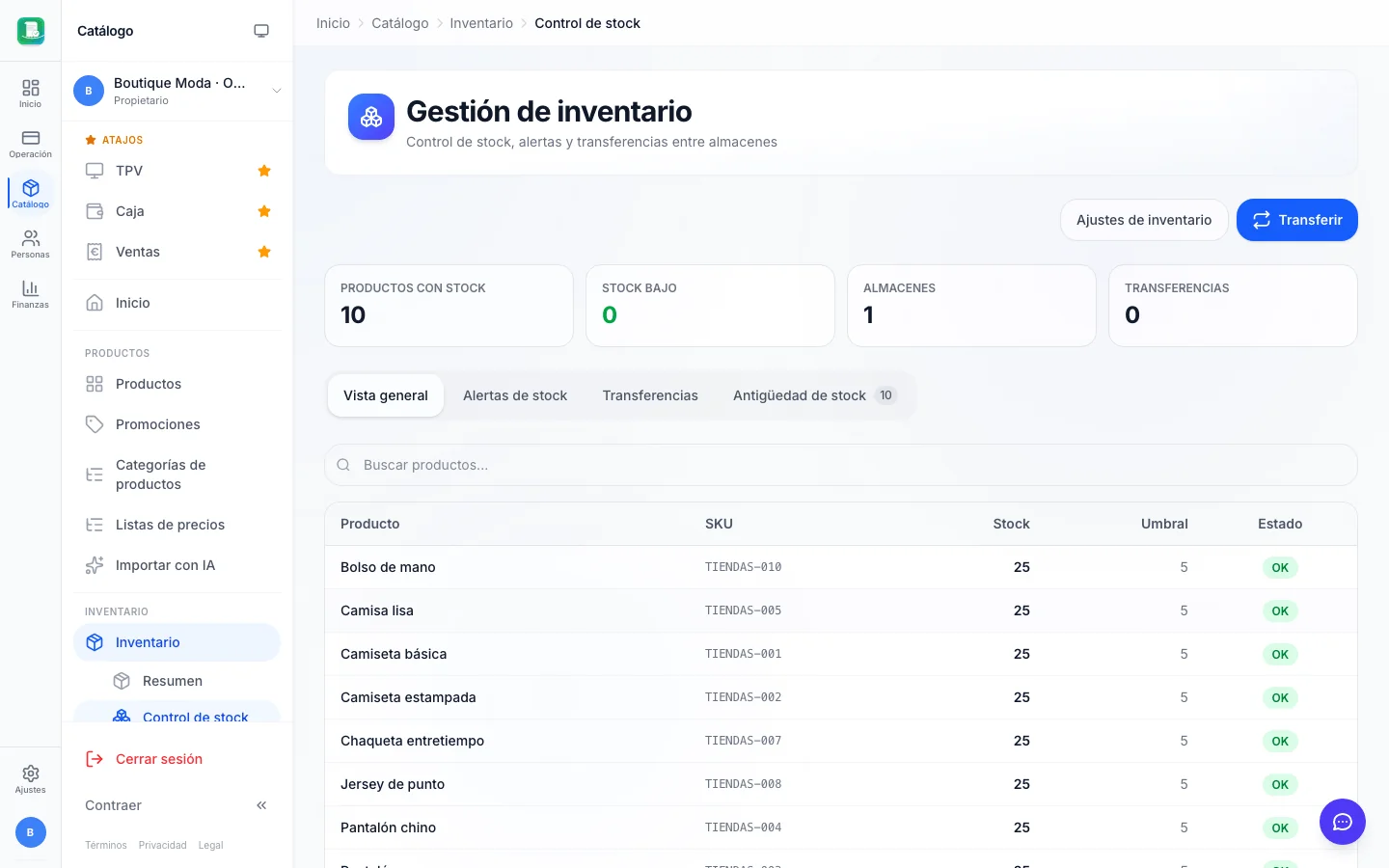 Gestión de stock para tiendas de ropa en FactuTPV