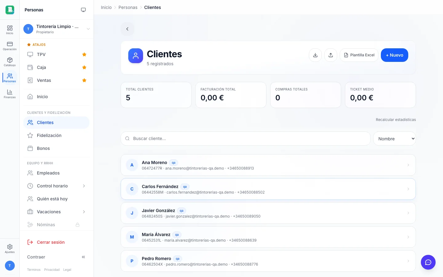 Clientes (CRM) para tintorerías en FactuTPV